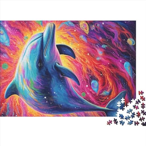 Psychedelic Dolphin 1000 Teile Puzzle für Erwachsene Kinder Puzzle-Sets für Familien-Lernspiel Puzzles 75x50cm von ADTEMP