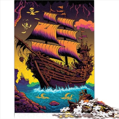 Puzzle Für Erwachsene, Piratenschiff, Bunt, 1000 Teile, Holzpuzzle, Geeignet Für Erwachsene Und Kinder Ab 12 Jahren, Familienpuzzlespiel (Größe 75X50cm) von ADTEMP