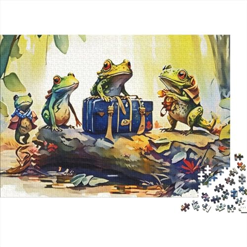 Puzzle für Erwachsene, 300 Teile, reisender Frosch, Holzpuzzle, Holzpuzzle, Geburtstagsgeschenke, Puzzle, Wanddekoration (Größe 40x28cm) von ADTEMP