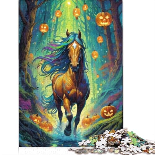 Puzzles 500 Teile Halloween-Pferd-Puzzle Für Erwachsene Holzpuzzles Weihnachtspuzzle-Geschenke (Größe 52X38cm) von ADTEMP