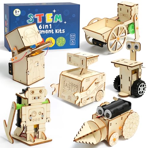 Experimente für Kinder ab 8 9 10 11 12, Roboter Elektronik Baukasten, Experimentierkasten, Elektro Baukasten, Holz Roboter Bausatz Kinder Spielzeug Geschenke ab 8-14 Jahre Jungen von ADUSRIZ