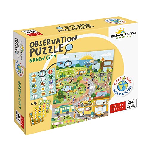 Adventerra Games, Observation Puzzle Green City, Maxi-Puzzle, Kinder ab 4 Jahren, Montessori-Lernspiele, Ökologische Spiele von ADVENTERRA