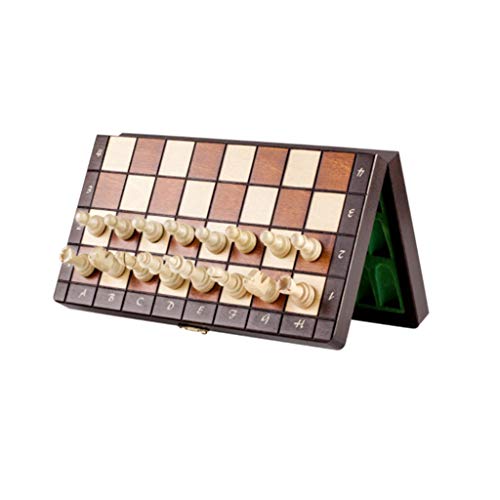 Magnetisches Schachspiel aus Holz, handgefertigte Faltbare Reiseschachbrettspielsets aus Holz mit Schachfiguren-Aufbewahrungsfächern als Geschenk von ADovz