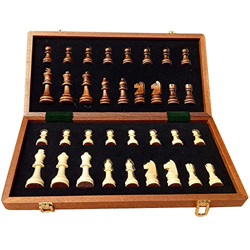 Schachspiel, Walnussholz, eingebettetes Schachspiel, Turnier-Holzset mit 2 zusätzlichen Königinnen und Stauraum von ADovz