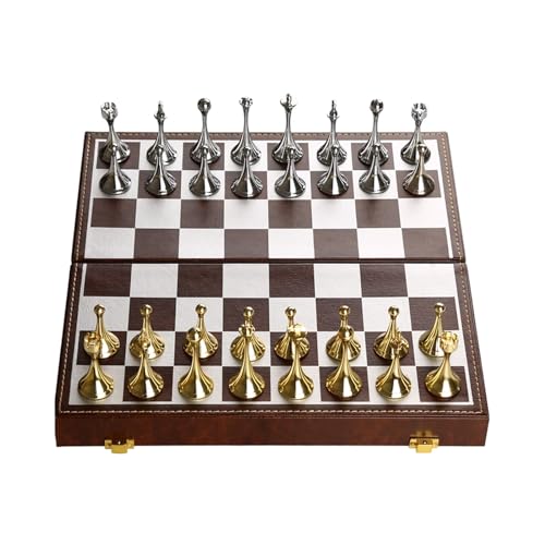 Tragbares Schachbrett, magnetische Klappbox aus Leder und Reiseschachspiel for Erwachsene, Kinder, Anfänger, Reisegeschenk von ADovz