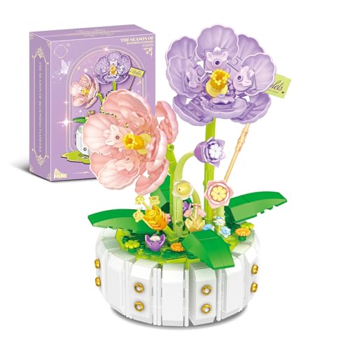 AECHO Botanicals Veilchen, Künstliche Pflanzen Set 549pcs, Klemmbausteine Blumen Veilchen Mini Bonsai für Büro Home Dekor, Blumendeko Botanical Collection Geschenk, Geschenke für Frauen von AECHO