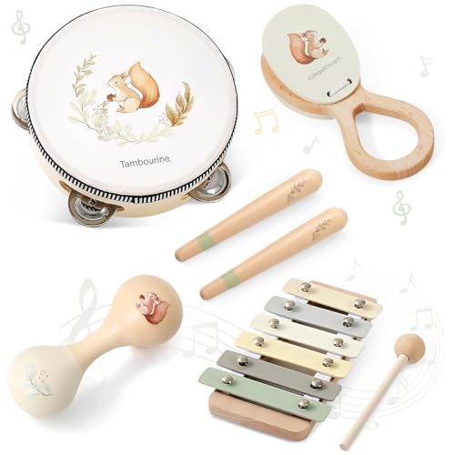 Kinder Musikinstrumente Spielzeug Montessori ab 1 2 3 Jahre, 4 in 1 Eichhörnchen Holzspielzeug Baby Musikinstrumente Lernspielzeug Trommel - Weihnachts Geschenke für Kinder ab 1 2 3 4 Jahre Kinder Musikinstrumente Spielzeug Montessori ab 1 2 3 Jahre, 4 in 1 Eichhörnchen Holzspielzeug Baby Musikinstrumente Lernspielzeug Trommel - Weihnachts Geschenke für Kinder ab 1 2 3 4 Jahre von AECHO