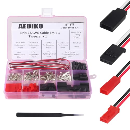 AEDIKO JST Servo Connector Kit 40 Sets Servo Plug Male Female Connector Crimp Pin Cable Kit Compatible JST SYP Futaba for Hitec Spektrum RC AEDIKO JST Servo Connector Kit 40 Sets Servo Plug Male Female Connector Crimp Pin Cable Kit Compatible JST SYP Futaba for Hitec Spektrum RC von AEDIKO