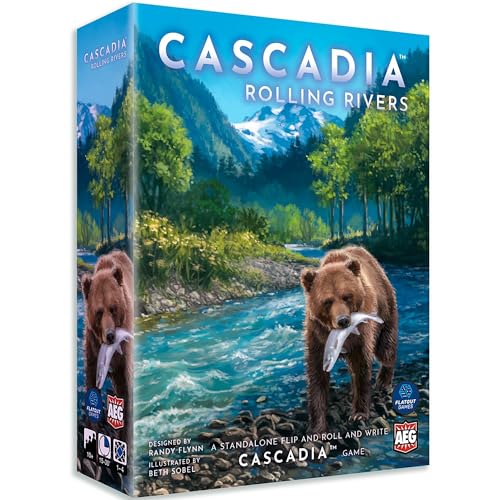 AEG Alderac Entertainment | Cascadia Rolling Rivers Brettspiel auf Englisch für die ganze Familie | Strategiespiel mit Würfeln für 1-4 Spieler | Die Tierwelt des Pazifischen Nordwestens von AEG