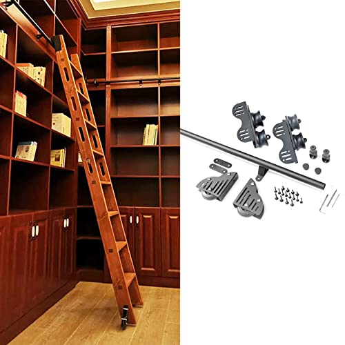 AEGCAOJH 3,3-20 Fuß Schiebetürbeschläge für Scheunentore, komplettes Rollschienenset für Bibliotheken aus Rundrohren (ohne Leiter) für Dachboden/Zuhause/Innenbereich/Buchhandlung, mit Boden von AEGCAOJH