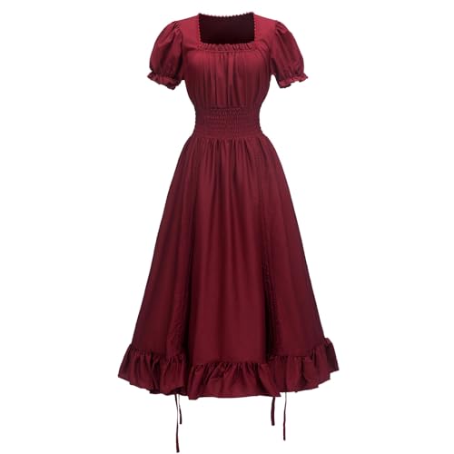 AEGJEGVD Renaissance-Kostüm Für Damen Mittelalterliches Kleid Chemise-Kleid Viktorianischeskleid Ren-Festival-Kostüm Gesmokte Taille Mittelalter Chemisekleid Bauer Irischeskleid Retro Kleids Cosplay AEGJEGVD Renaissance-Kostüm Für Damen Mittelalterliches Kleid Chemise-Kleid Viktorianischeskleid Ren-Festival-Kostüm Gesmokte Taille Mittelalter Chemisekleid Bauer Irischeskleid Retro Kleids Cosplay von AEGJEGVD