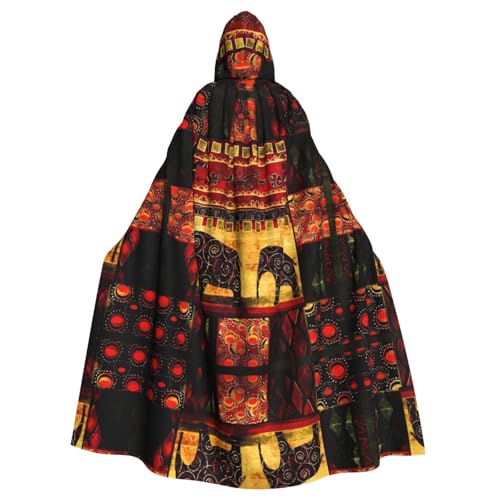 AEKGOHP Afrikanischer Elefant, Patchwork, bedruckt, Halloween, Erwachsene, Kapuzenumhang, Herren- und Damenbekleidung, Mantel, Rollenspiel von AEKGOHP