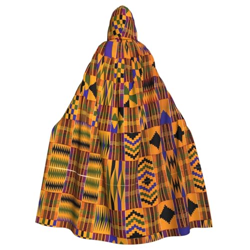 AEKGOHP Afrikanischer Tribal-Ethno-Textur, bedruckt, Halloween, Erwachsene, Kapuzenumhang, Herren- und Damenbekleidung, Mantel, Rollenspiel von AEKGOHP