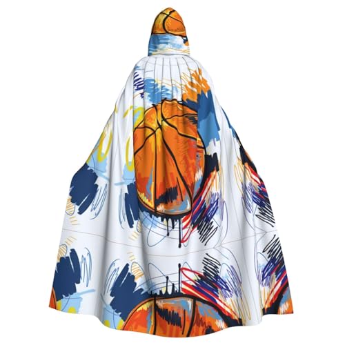 AEKGOHP Basketball-Umhang mit buntem Skizzen-Genuss, bedruckt, Halloween, Erwachsene, Kapuzenumhang, Herren- und Damenbekleidung, Mantel, Rollenspiel von AEKGOHP
