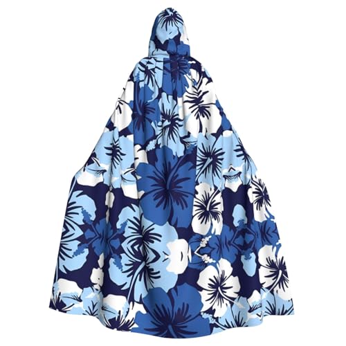 AEKGOHP Blauer Hibiskus bedruckter Halloween-Erwachsenen-Umhang mit Kapuze für Herren und Damen, Mantel, Rollenspiel AEKGOHP Blauer Hibiskus bedruckter Halloween-Erwachsenen-Umhang mit Kapuze für Herren und Damen, Mantel, Rollenspiel von AEKGOHP