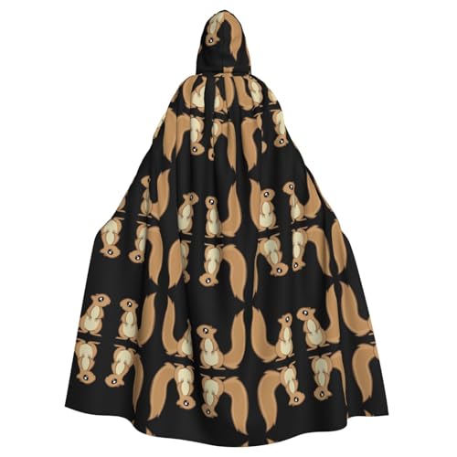 AEKGOHP Cartoon Eichhörnchen gedruckt Halloween Erwachsene Kapuzenumhang Herren und Damen Kleidung Mantle Rollenspiel von AEKGOHP