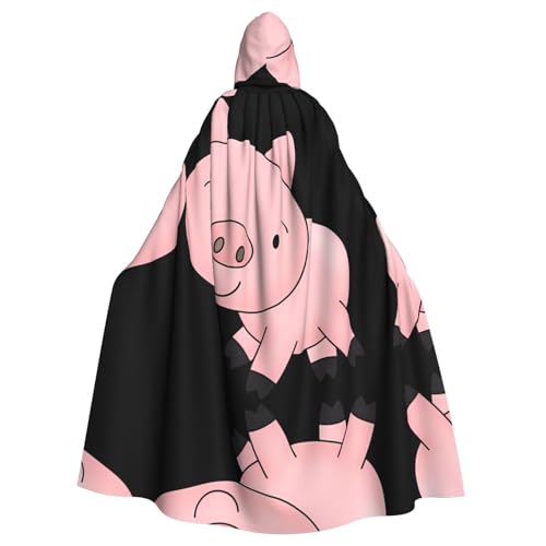 AEKGOHP Cartoon-Schweine-bedrucktes Halloween-Erwachsenen-Kapuzenumhang für Herren und Damen, Mantel, Rollenspiel AEKGOHP Cartoon-Schweine-bedrucktes Halloween-Erwachsenen-Kapuzenumhang für Herren und Damen, Mantel, Rollenspiel von AEKGOHP