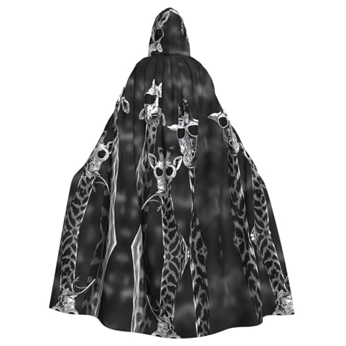 AEKGOHP Drei-Giraffen-bedruckter Halloween-Erwachsenen-Umhang mit Kapuze, für Herren und Damen, Mantel, Rollenspiel AEKGOHP Drei-Giraffen-bedruckter Halloween-Erwachsenen-Umhang mit Kapuze, für Herren und Damen, Mantel, Rollenspiel von AEKGOHP