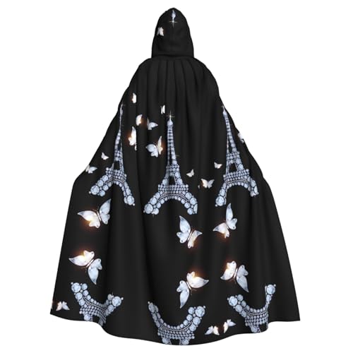 AEKGOHP Eiffelturm bedruckter Halloween-Erwachsenen-Kapuzenumhang für Herren und Damen, Mantel, Rollenspiel AEKGOHP Eiffelturm bedruckter Halloween-Erwachsenen-Kapuzenumhang für Herren und Damen, Mantel, Rollenspiel von AEKGOHP