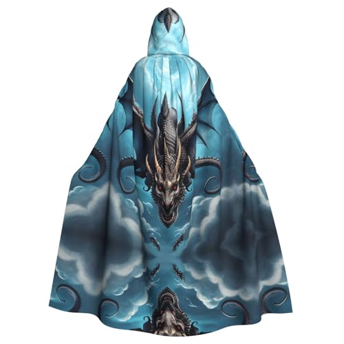 AEKGOHP Fliegender Drache bedruckter Halloween-Erwachsenen-Umhang mit Kapuze, für Herren und Damen, Mantel, Rollenspiel AEKGOHP Fliegender Drache bedruckter Halloween-Erwachsenen-Umhang mit Kapuze, für Herren und Damen, Mantel, Rollenspiel von AEKGOHP