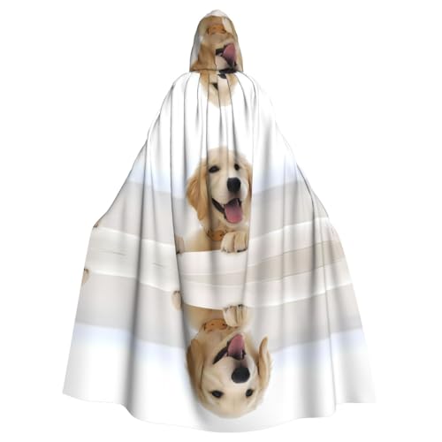 AEKGOHP Golden Retriever Welpen-bedruckter Halloween-Erwachsenen-Umhang mit Kapuze, für Herren und Damen, Mantel, Rollenspiel AEKGOHP Golden Retriever Welpen-bedruckter Halloween-Erwachsenen-Umhang mit Kapuze, für Herren und Damen, Mantel, Rollenspiel von AEKGOHP