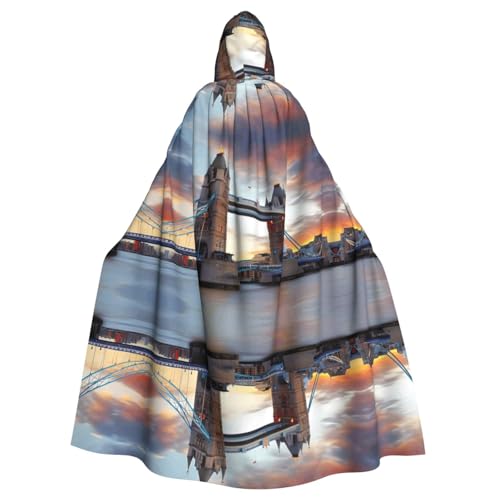 AEKGOHP Historischer Old Tower Bridge London bedruckter Halloween-Umhang mit Kapuze für Erwachsene für Herren und Damen, Mantel, Rollenspiel AEKGOHP Historischer Old Tower Bridge London bedruckter Halloween-Umhang mit Kapuze für Erwachsene für Herren und Damen, Mantel, Rollenspiel von AEKGOHP