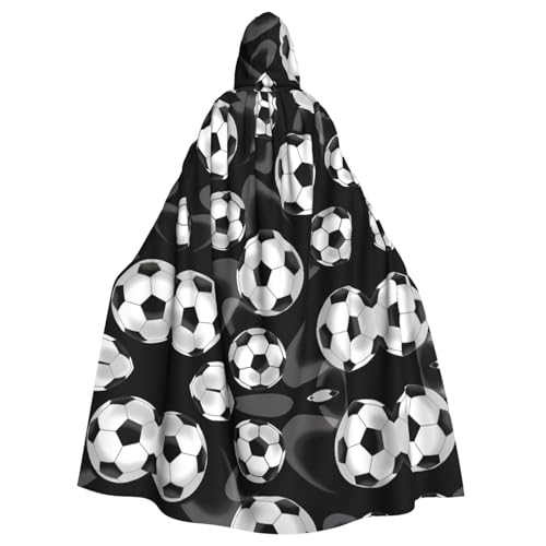 AEKGOHP Kapuzenumhang mit Fußball-Motiv, schwarz, bedruckt, Halloween, Erwachsene, für Herren und Damen, für Rollenspiele AEKGOHP Kapuzenumhang mit Fußball-Motiv, schwarz, bedruckt, Halloween, Erwachsene, für Herren und Damen, für Rollenspiele von AEKGOHP