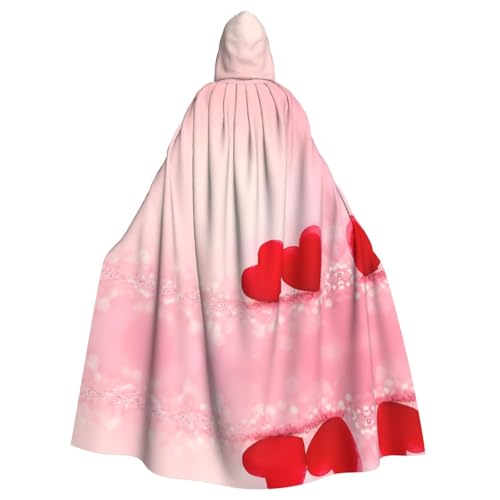 AEKGOHP Kapuzenumhang mit rotem Herz, rosa Glitzer, bedruckt, Halloween, Erwachsene, für Männer und Frauen, Kleidung, Mantel, Rollenspiel AEKGOHP Kapuzenumhang mit rotem Herz, rosa Glitzer, bedruckt, Halloween, Erwachsene, für Männer und Frauen, Kleidung, Mantel, Rollenspiel von AEKGOHP