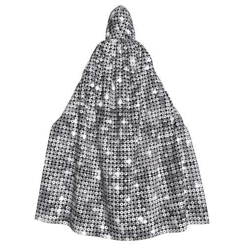 AEKGOHP Kapuzenumhang mit silbernem Paillettenmuster, bedruckt, Halloween, Erwachsene, für Herren und Damen, Kleidung, Mantel, Rollenspiel AEKGOHP Kapuzenumhang mit silbernem Paillettenmuster, bedruckt, Halloween, Erwachsene, für Herren und Damen, Kleidung, Mantel, Rollenspiel von AEKGOHP