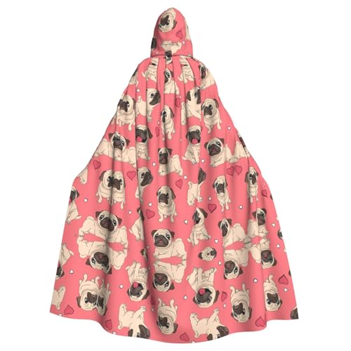 AEKGOHP Lustiger Cartoon-Mops-Welpen-Hund, bedruckt, Halloween, Erwachsene, Kapuzenumhang, Herren- und Damenbekleidung, Mantel, Rollenspiel AEKGOHP Lustiger Cartoon-Mops-Welpen-Hund, bedruckt, Halloween, Erwachsene, Kapuzenumhang, Herren- und Damenbekleidung, Mantel, Rollenspiel von AEKGOHP