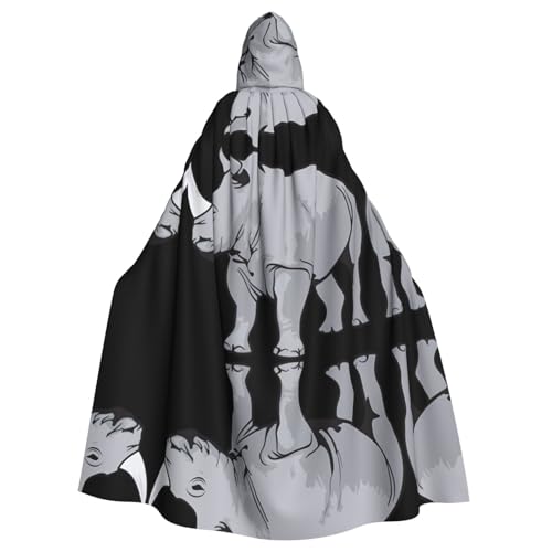 AEKGOHP Nashorn bedruckter Halloween-Erwachsenen-Umhang mit Kapuze, für Herren und Damen, Mantel, Rollenspiel AEKGOHP Nashorn bedruckter Halloween-Erwachsenen-Umhang mit Kapuze, für Herren und Damen, Mantel, Rollenspiel von AEKGOHP
