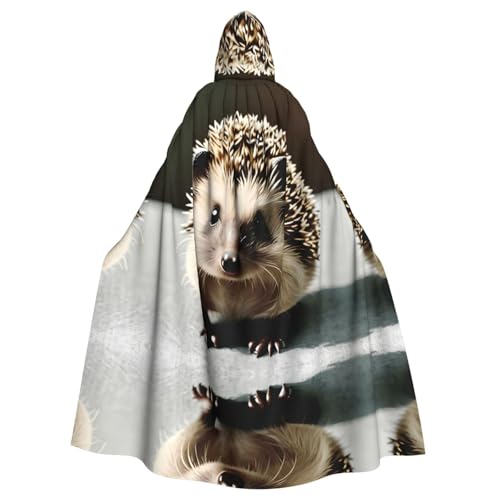 AEKGOHP Niedlicher Igel-bedruckter Halloween-Erwachsenen-Umhang mit Kapuze, für Herren und Damen, Mantel, Rollenspiel AEKGOHP Niedlicher Igel-bedruckter Halloween-Erwachsenen-Umhang mit Kapuze, für Herren und Damen, Mantel, Rollenspiel von AEKGOHP