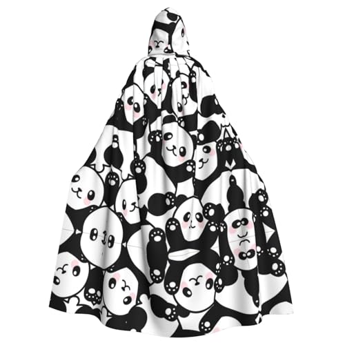 AEKGOHP Panda bedruckter Halloween-Umhang mit Kapuze für Erwachsene für Herren und Damen, Mantel, Rollenspiel AEKGOHP Panda bedruckter Halloween-Umhang mit Kapuze für Erwachsene für Herren und Damen, Mantel, Rollenspiel von AEKGOHP