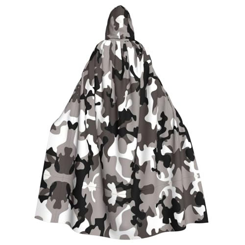 AEKGOHP Schwarz-grau-weißes Camouflage-Muster für Halloween, Erwachsene, Kapuzenumhang, Herren- und Damenbekleidung, Mantel, Rollenspiel AEKGOHP Schwarz-grau-weißes Camouflage-Muster für Halloween, Erwachsene, Kapuzenumhang, Herren- und Damenbekleidung, Mantel, Rollenspiel von AEKGOHP