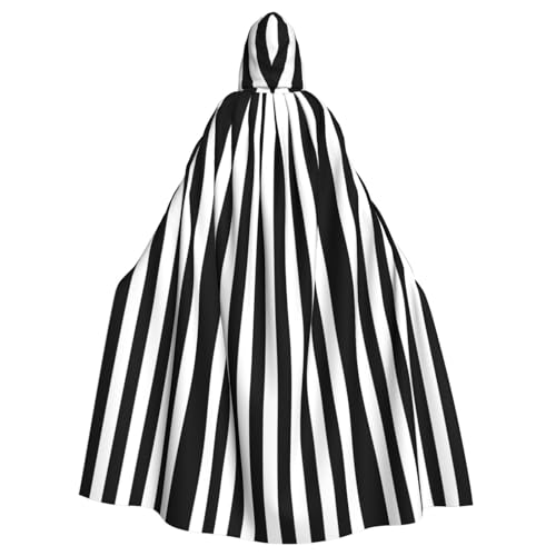 AEKGOHP Schwarz-weiß gestreifter Halloween-Umhang mit Kapuze für Erwachsene für Herren und Damen, Mantel, Rollenspiel AEKGOHP Schwarz-weiß gestreifter Halloween-Umhang mit Kapuze für Erwachsene für Herren und Damen, Mantel, Rollenspiel von AEKGOHP