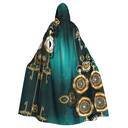 AEKGOHP Steampunk-Uhren, Schlüssel und Ketten, bedruckt, Halloween, Erwachsene, Kapuzenumhang, Herren- und Damenbekleidung, Mantel, Rollenspiel AEKGOHP Steampunk-Uhren, Schlüssel und Ketten, bedruckt, Halloween, Erwachsene, Kapuzenumhang, Herren- und Damenbekleidung, Mantel, Rollenspiel von AEKGOHP
