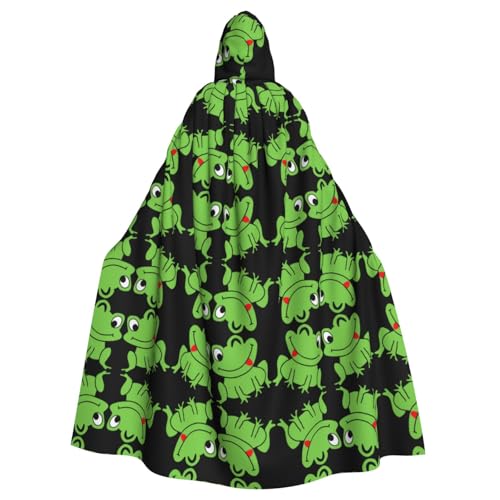 AEKGOHP Süßer Frosch bedruckter Halloween-Erwachsenen-Umhang mit Kapuze, für Herren und Damen, Mantel, Rollenspiel AEKGOHP Süßer Frosch bedruckter Halloween-Erwachsenen-Umhang mit Kapuze, für Herren und Damen, Mantel, Rollenspiel von AEKGOHP