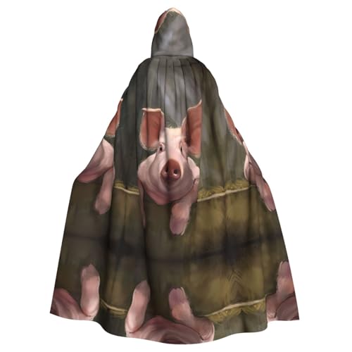 AEKGOHP Süßes Schwein-bedrucktes Halloween-Erwachsenen-Kapuzenumhang für Herren und Damen, Mantel, Rollenspiel AEKGOHP Süßes Schwein-bedrucktes Halloween-Erwachsenen-Kapuzenumhang für Herren und Damen, Mantel, Rollenspiel von AEKGOHP