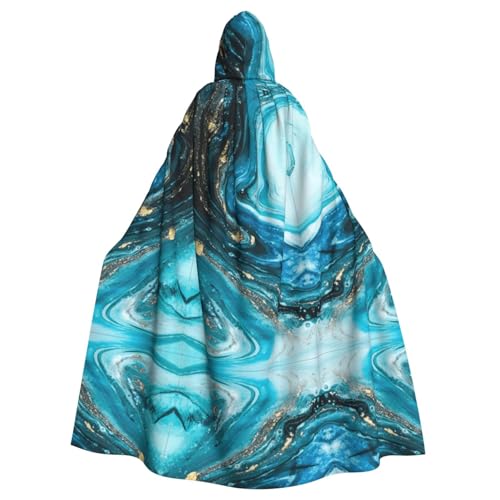 AEKGOHP Türkisfarbener blau-goldener Marmor-bedruckter Halloween-Erwachsenen-Umhang mit Kapuze, für Herren und Damen, Mantel, Rollenspiel AEKGOHP Türkisfarbener blau-goldener Marmor-bedruckter Halloween-Erwachsenen-Umhang mit Kapuze, für Herren und Damen, Mantel, Rollenspiel von AEKGOHP