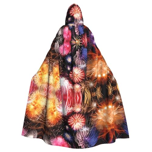 AEKGOHP Wunderschöner Feuerwerk-bedruckter Halloween-Umhang mit Kapuze für Erwachsene für Herren und Damen, Mantel, Rollenspiel AEKGOHP Wunderschöner Feuerwerk-bedruckter Halloween-Umhang mit Kapuze für Erwachsene für Herren und Damen, Mantel, Rollenspiel von AEKGOHP