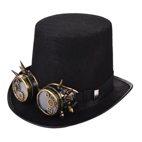 AEKLXVKU Steampunk-Hut, schwarz, für Herren und Damen, Steampunk-Hut für Urlaub, Performance, Abschlussball von AEKLXVKU