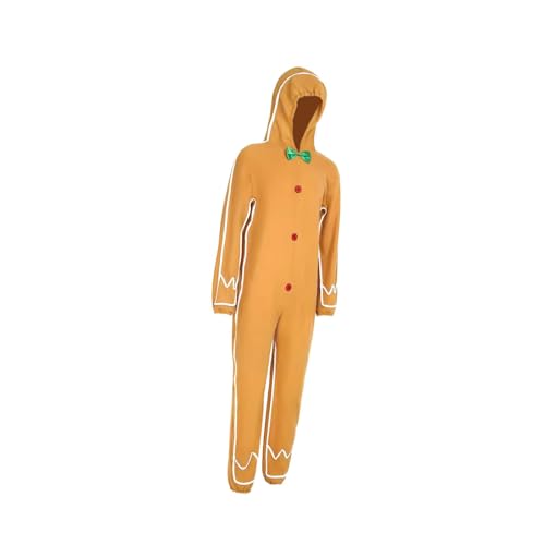 AEKLXVKU Weihnachten Cosplay Lustiges Lebkuchenkostüm für Halloween Festival Party XL Gelb von AEKLXVKU