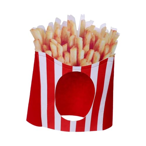 AEKLXVKU Weihnachtsmütze für Erwachsene, Teenager, Kopfbedeckung für Karneval, Urlaub, Bühnenaufführung, Pommes Frites von AEKLXVKU
