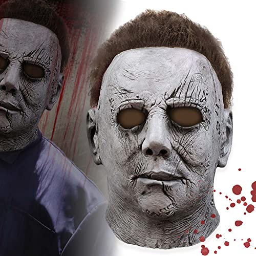 AENEY 2022 Michael Myers Maske, Latex Vollkopf Horror maske Gruselige Maske Halloween Kostüm Stütze mit Haaren von AENEY