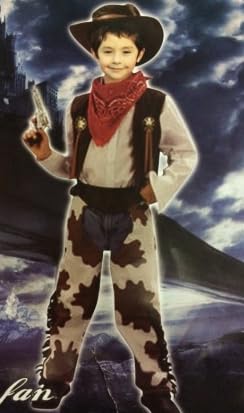 AENEY 5-teiliges Cowboy-Kostüm für Kinder und Jungen, Farm-Western-Outfits mit Weste, Hut, Sonnenbrille, Halloween-Bullenreiter-Cosplay-Party-Requisiten (Medium) von AENEY