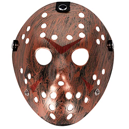 AENEY Jason Hockey Maske Creepy Halloween Kostüm Dämon Killer Maske Party Maskerade Horror Cosplay Kostüm Requisiten (Vintage-Kupfer) von AENEY