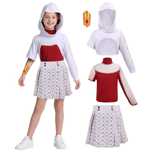 AENEY Nova Zombies 4 Mädchen-Kostüm, Cheerleader-Tanzkleid mit Netz-Oberteil, Rock, Armband, Halloween, Cosplay, Outfit für Kinder, Kleid, Größe L, 4 Stück AENEY Nova Zombies 4 Mädchen-Kostüm, Cheerleader-Tanzkleid mit Netz-Oberteil, Rock, Armband, Halloween, Cosplay, Outfit für Kinder, Kleid, Größe L, 4 Stück von AENEY