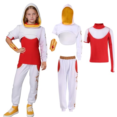 AENEY Nova Zombies 4 Mädchenkostüm, Cheerleader-Tanzkleid mit Netz-Oberteil, Rock, Armband, Halloween, Cosplay, Outfit für Kinder (Overall, Größe M) von AENEY