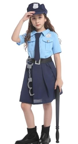 AENEY Polizeidame Kostüm für Mädchen (Blue, X-Large) von AENEY