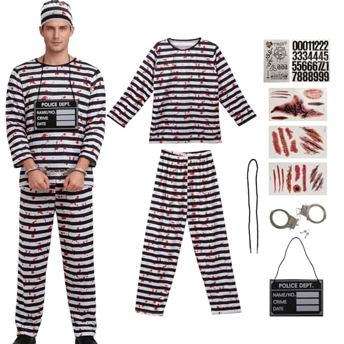 AENEY Schwarz-weißes Häftlingskostüm für Jungen (Medium) von AENEY